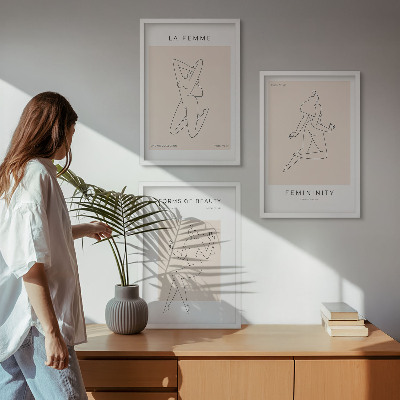 Three-piece wall art piece Women's silhouettes minimalism poster