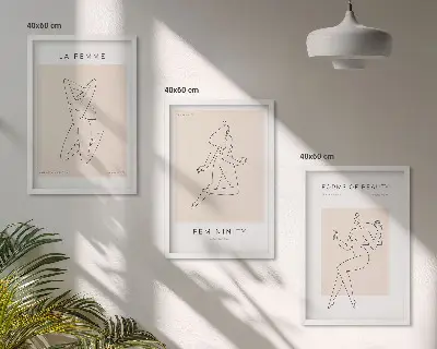 Three-piece minimalist women's silhouettes wall art poster set