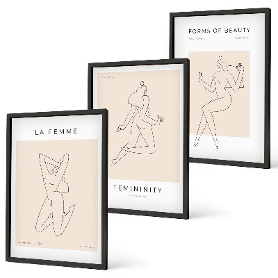 Three-piece wall art piece Women's silhouettes minimalism poster