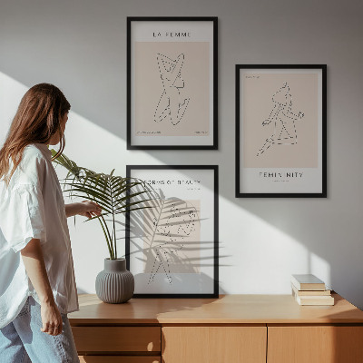 Three-piece wall art piece Women's silhouettes minimalism poster