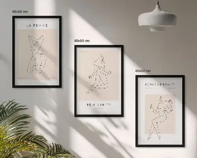 Three-piece minimalist women's silhouettes wall art poster set