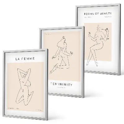 Three-piece minimalist women's silhouettes wall art poster set