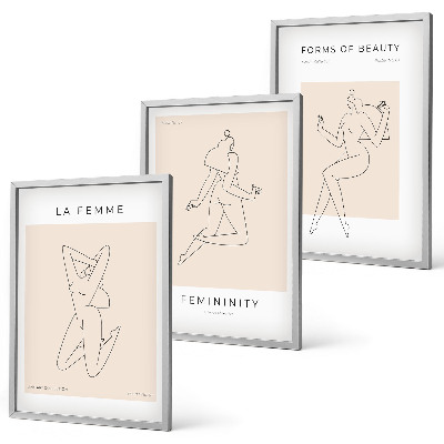 Three-piece wall art piece Women's silhouettes minimalism poster