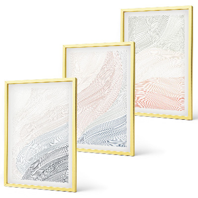 Set of 3 framed wall art pieces Abstract waves cardboard pastel