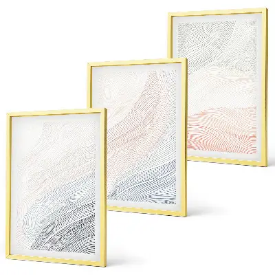 Abstract waves wall art set of 3 framed cardboard pastel pieces