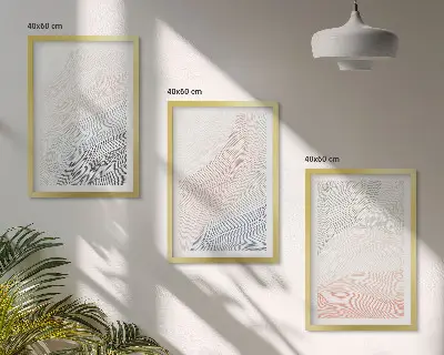 Abstract waves wall art set of 3 framed cardboard pastel pieces