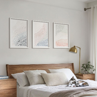 Set of 3 framed wall art pieces Abstract waves cardboard pastel