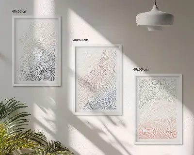 Abstract waves wall art set of 3 framed cardboard pastel pieces