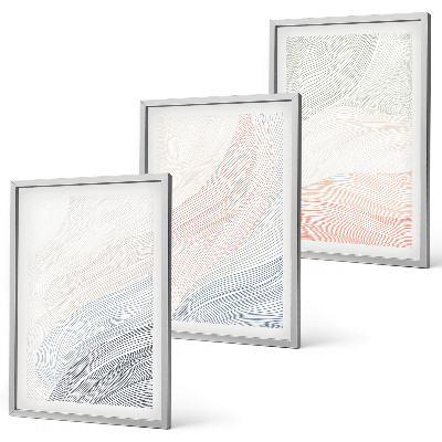 Set of 3 framed wall art pieces Abstract waves cardboard pastel