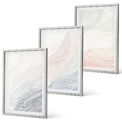 Abstract waves wall art set of 3 framed cardboard pastel pieces