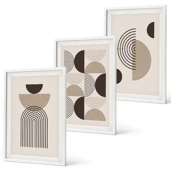 Wall art set with abstract minimalism patterns