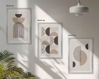Wall art set with abstract minimalism patterns
