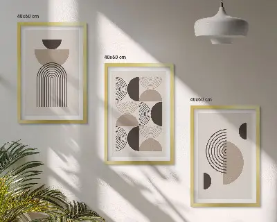 Wall art set with abstract minimalism patterns