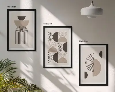Wall art set with abstract minimalism patterns