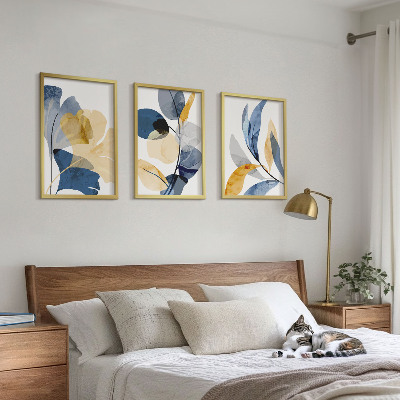 Set of 3 framed wall art pieces Watercolor plant motifs