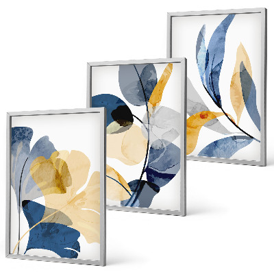 Set of 3 framed wall art pieces Watercolor plant motifs