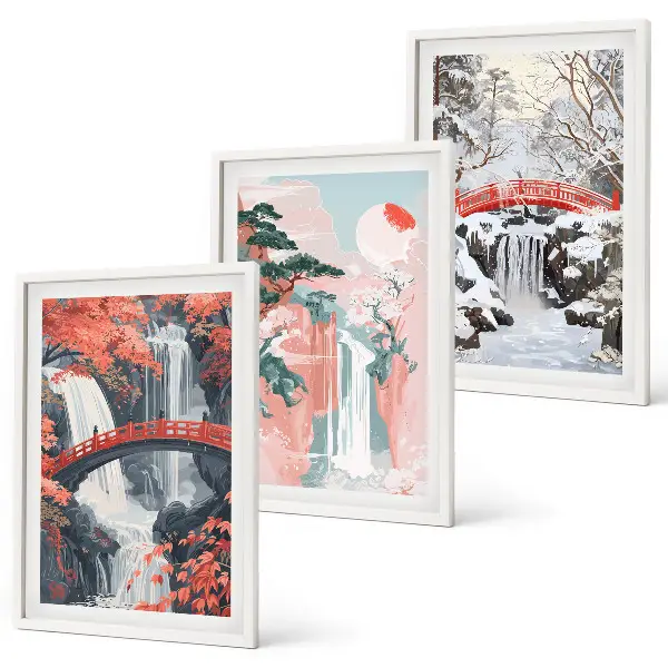 Waterfalls of the seasons wall art three-piece set