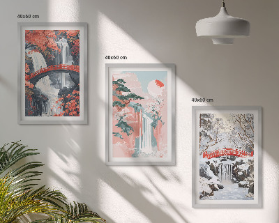 Three-piece wall art piece Waterfalls of the seasons