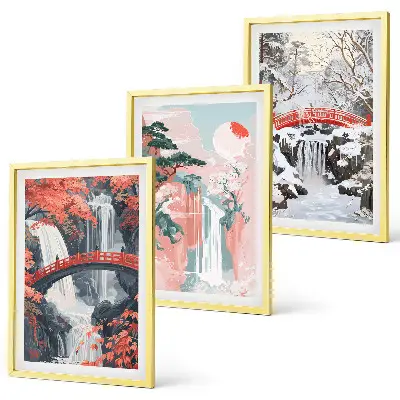 Waterfalls of the seasons wall art three-piece set
