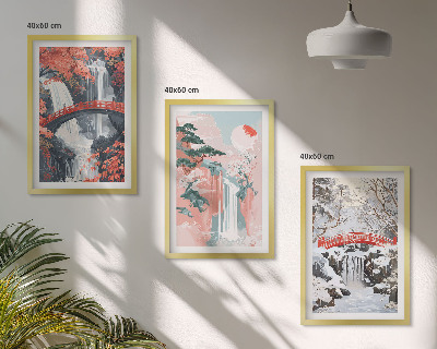 Three-piece wall art piece Waterfalls of the seasons