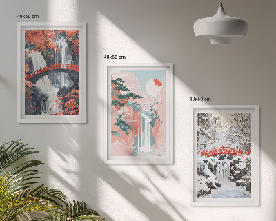 Three-piece wall art piece Waterfalls of the seasons