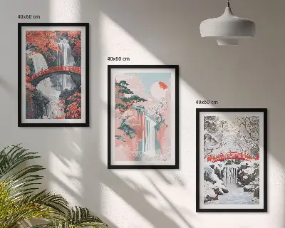 Waterfalls of the seasons wall art three-piece set