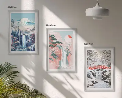 Mountain landscapes and waterfalls wall art set set of mountain landscape and waterfall wall art