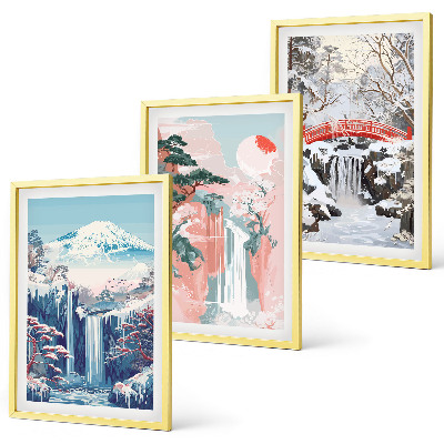 Wall art set Mountain landscapes waterfalls