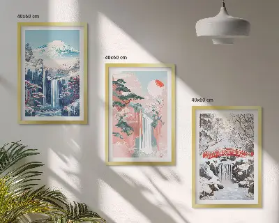 Mountain landscapes and waterfalls wall art set set of mountain landscape and waterfall wall art