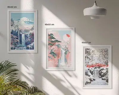 Mountain landscapes and waterfalls wall art set set of mountain landscape and waterfall wall art