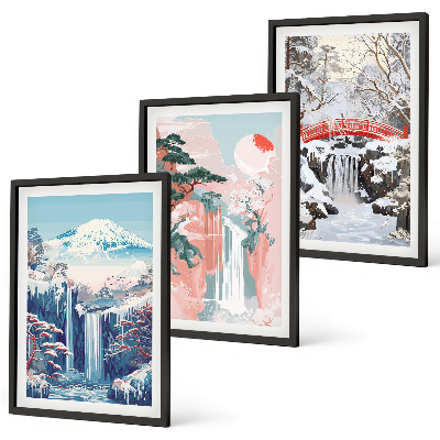Wall art set Mountain landscapes waterfalls