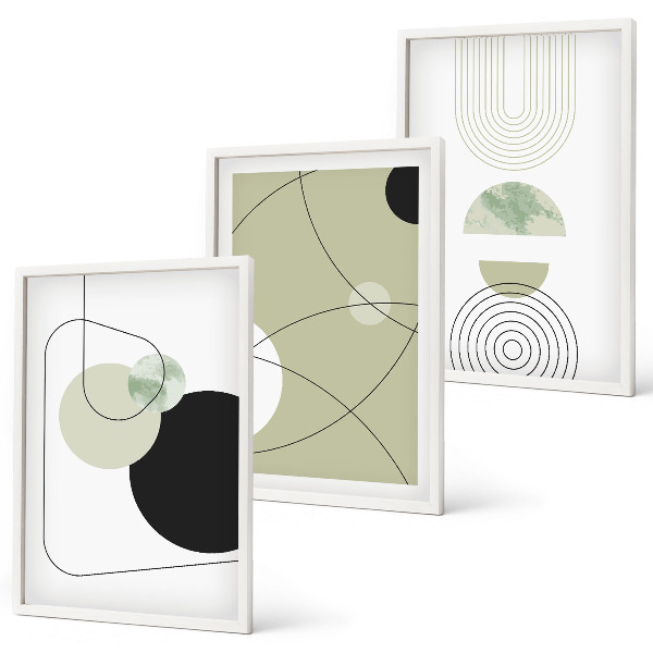 Set of 3 framed wall art pieces Abstract shapes colors
