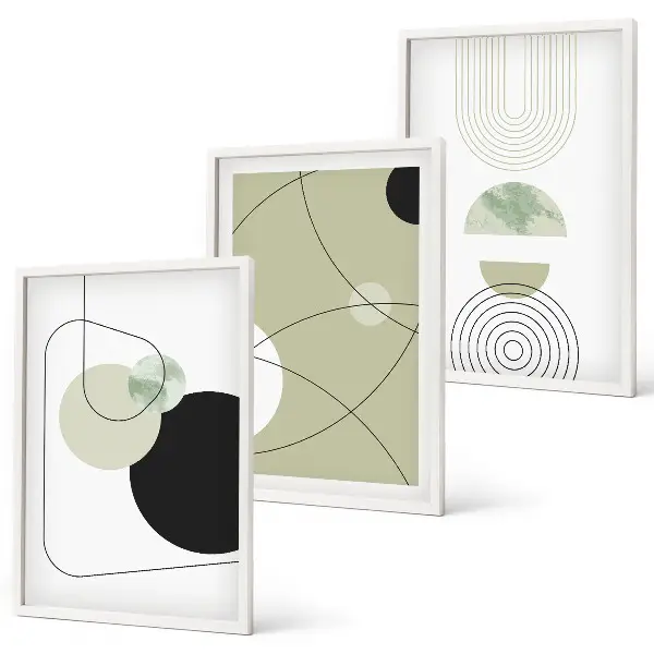 Abstract shapes wall art set set of 3 framed pieces