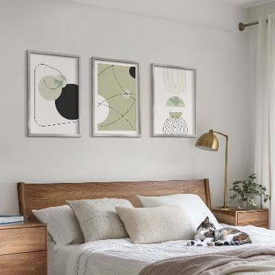 Set of 3 framed wall art pieces Abstract shapes colors