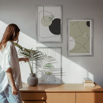 Set of 3 framed wall art pieces Abstract shapes colors