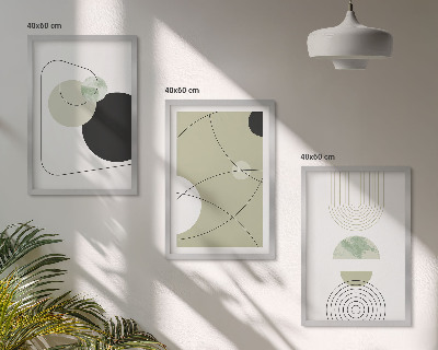 Set of 3 framed wall art pieces Abstract shapes colors