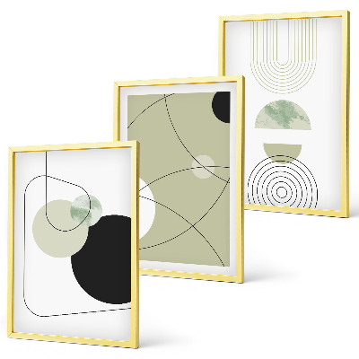 Set of 3 framed wall art pieces Abstract shapes colors