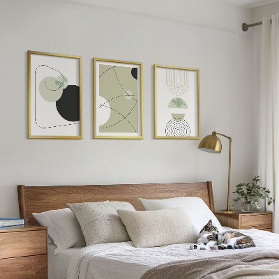 Set of 3 framed wall art pieces Abstract shapes colors