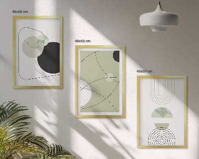 Set of 3 framed wall art pieces Abstract shapes colors