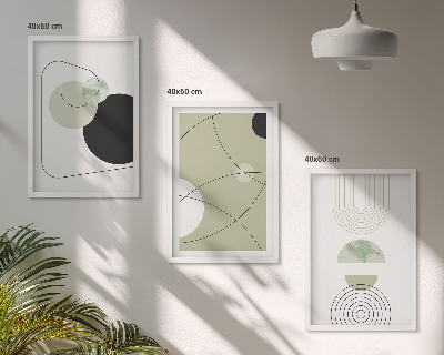 Set of 3 framed wall art pieces Abstract shapes colors