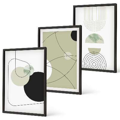Set of 3 framed wall art pieces Abstract shapes colors