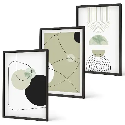 Abstract shapes wall art set set of 3 framed pieces