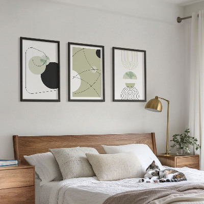 Set of 3 framed wall art pieces Abstract shapes colors