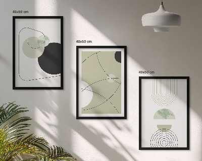Set of 3 framed wall art pieces Abstract shapes colors