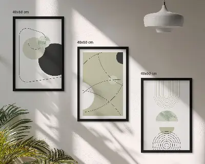 Abstract shapes wall art set set of 3 framed pieces
