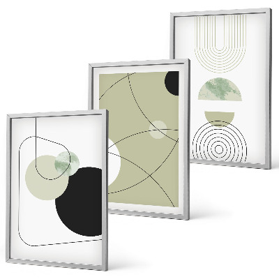 Set of 3 framed wall art pieces Abstract shapes colors