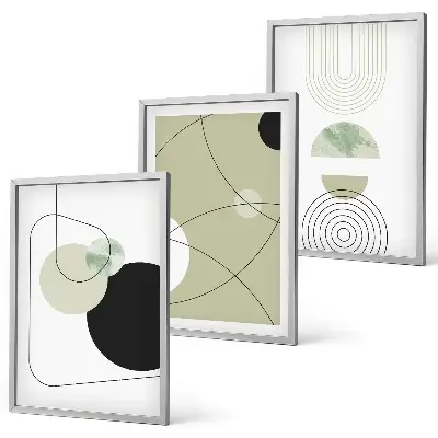 Abstract shapes wall art set set of 3 framed pieces