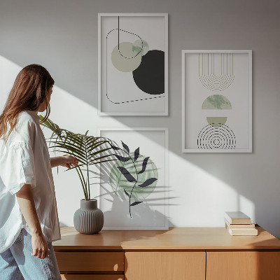 Wall art set Abstract plant shapes
