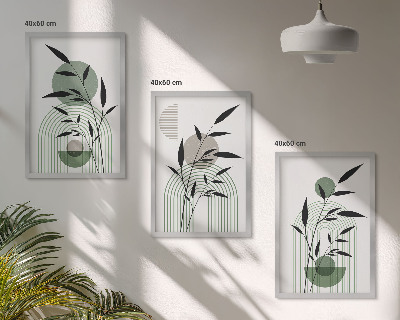Three-piece wall art piece Boho plant compositions
