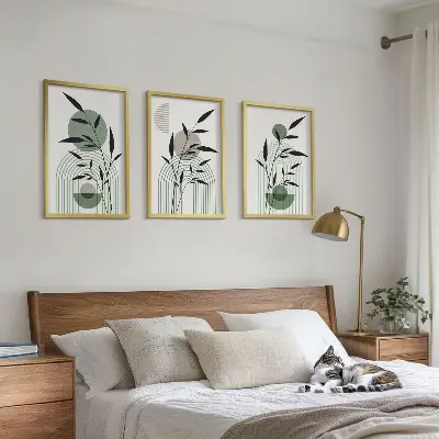 Boho plant compositions three-piece wall art set